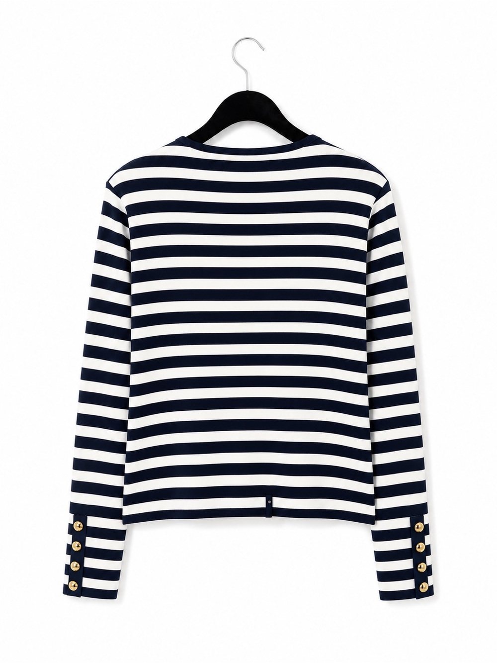 Zara Navy & White Striped Knit Cardigan with Gold Buttons – XL - Picture 3 of 7